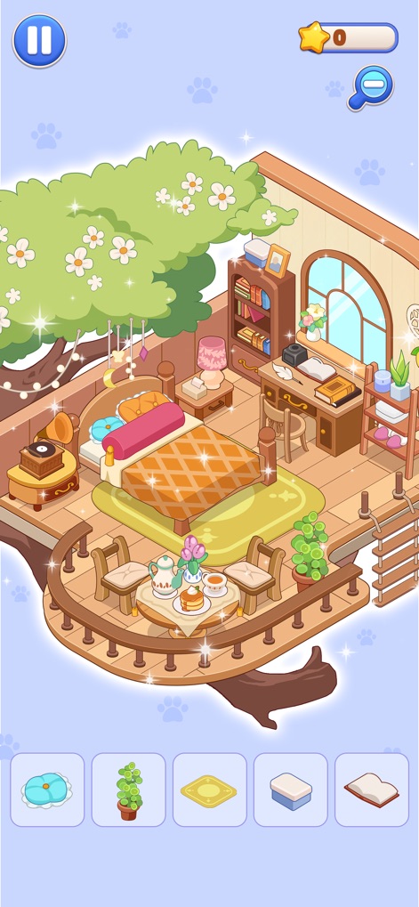 Fantasy Room: Home Decor - Imagine an elevated sanctuary, featuring a comfortable bed setup and a picturesque balcony with tree foliage.