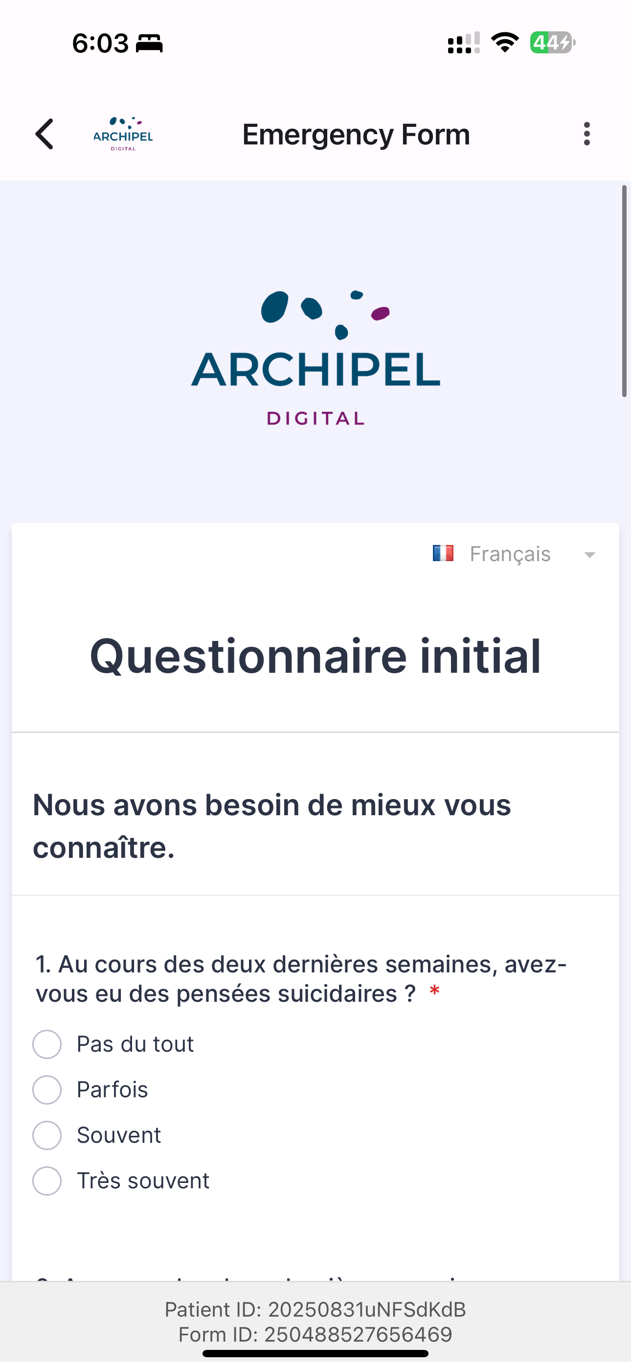 Evaluation psychométrique
