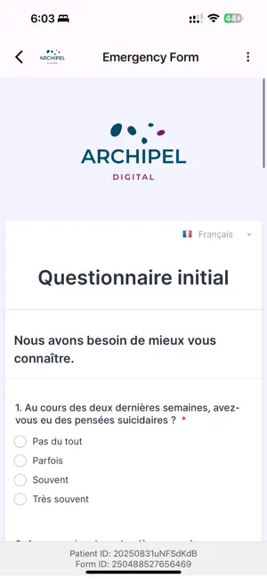 Evaluation psychométrique screenshot 3