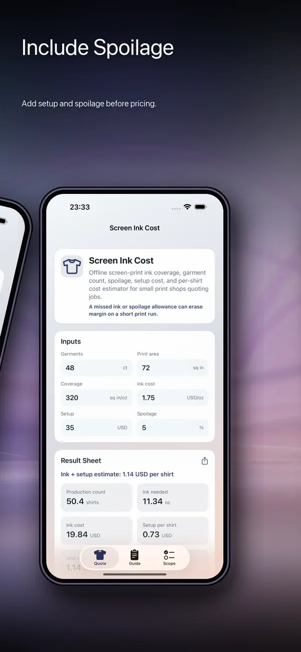 Screenshot #2 pour Screen Ink Cost