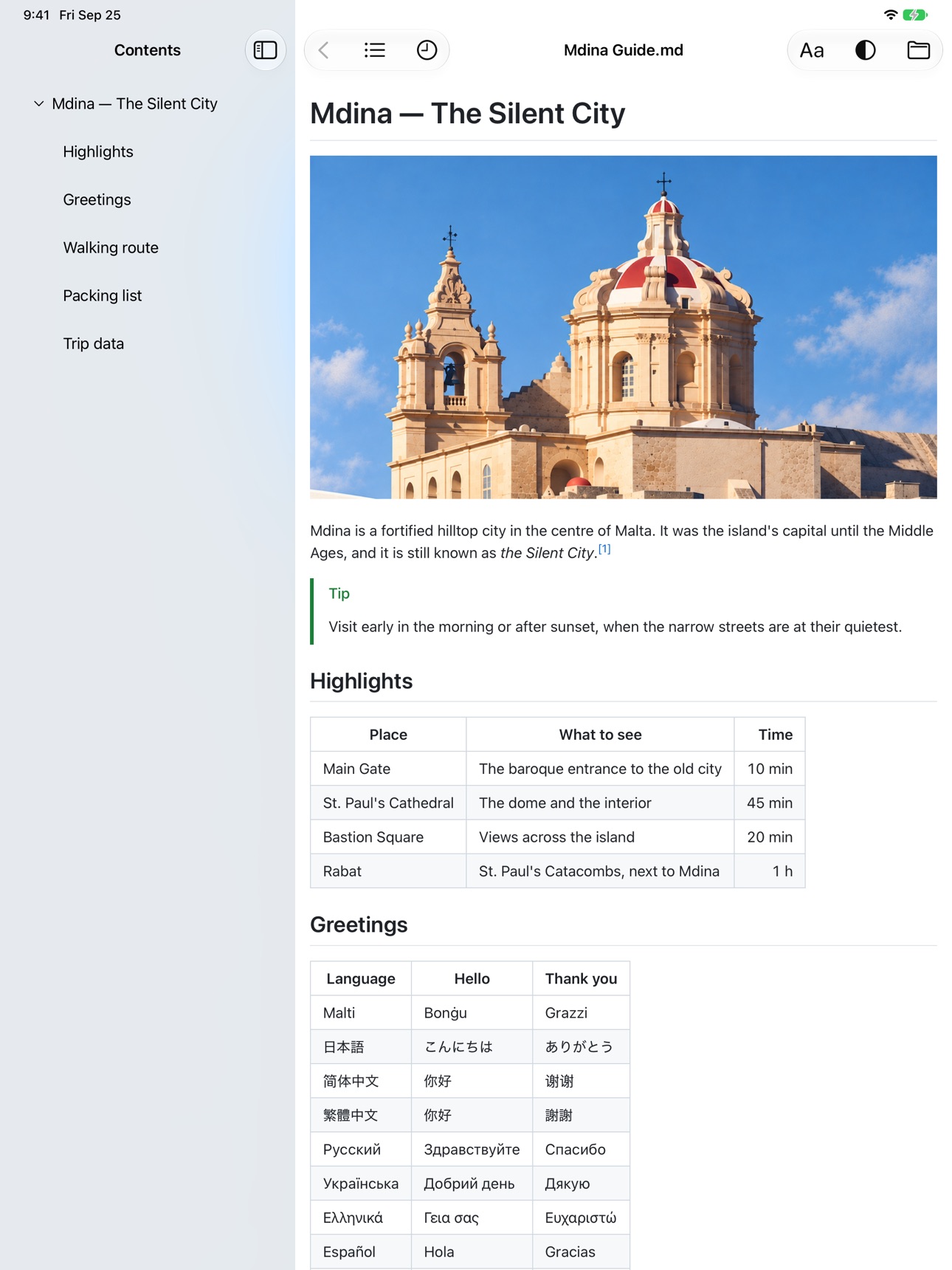 Screenshot 1 of MDina Markdown Viewer