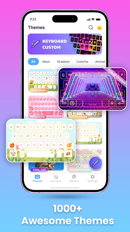 Neon LED Keyboard: Cute Themes