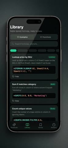Excel Formula Generator iPhone screenshot