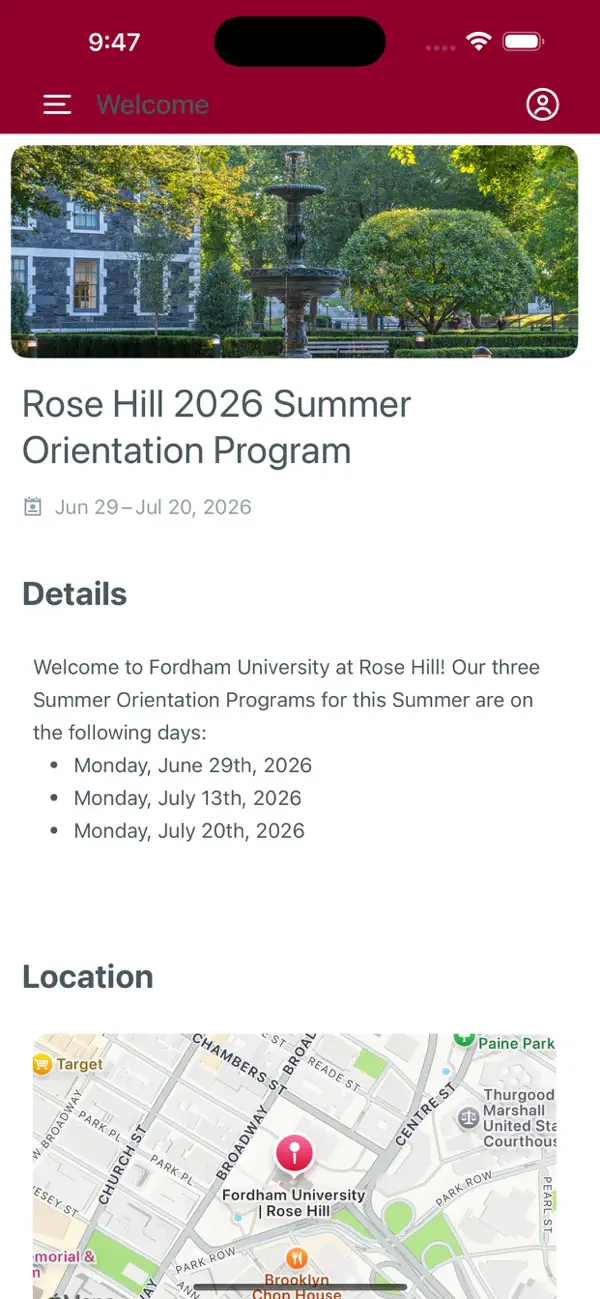 Screenshot #1 pour Fordham Orientation