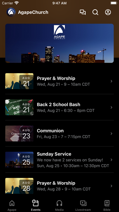 Agape Church App Screenshot