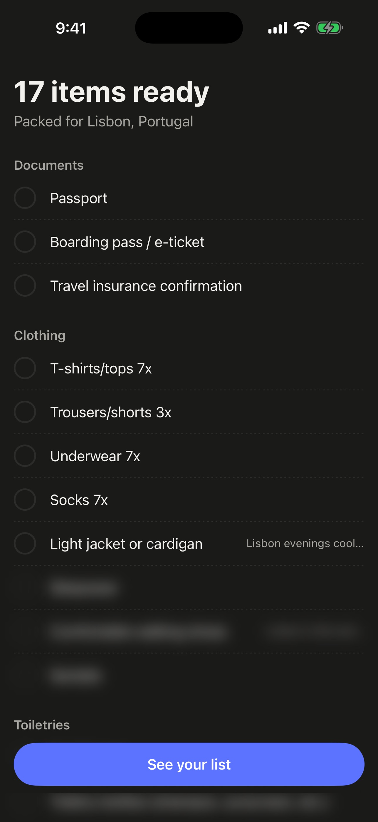 Screenshot 2 of Cairn: Travel Packing List