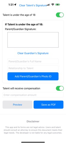 Talent Release Forms Screenshot 3 of 4