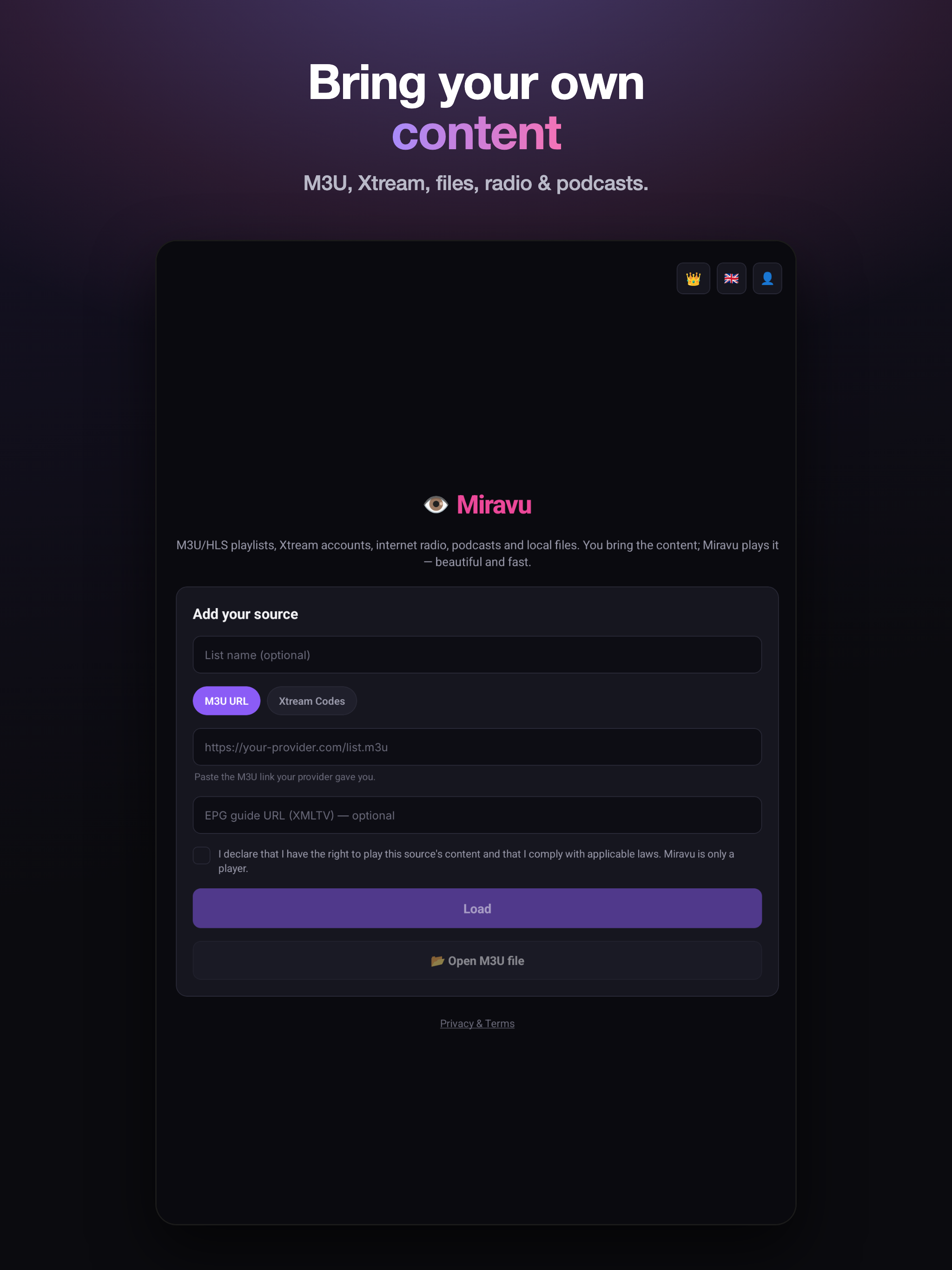Miravu: M3U Media Player screenshot 5
