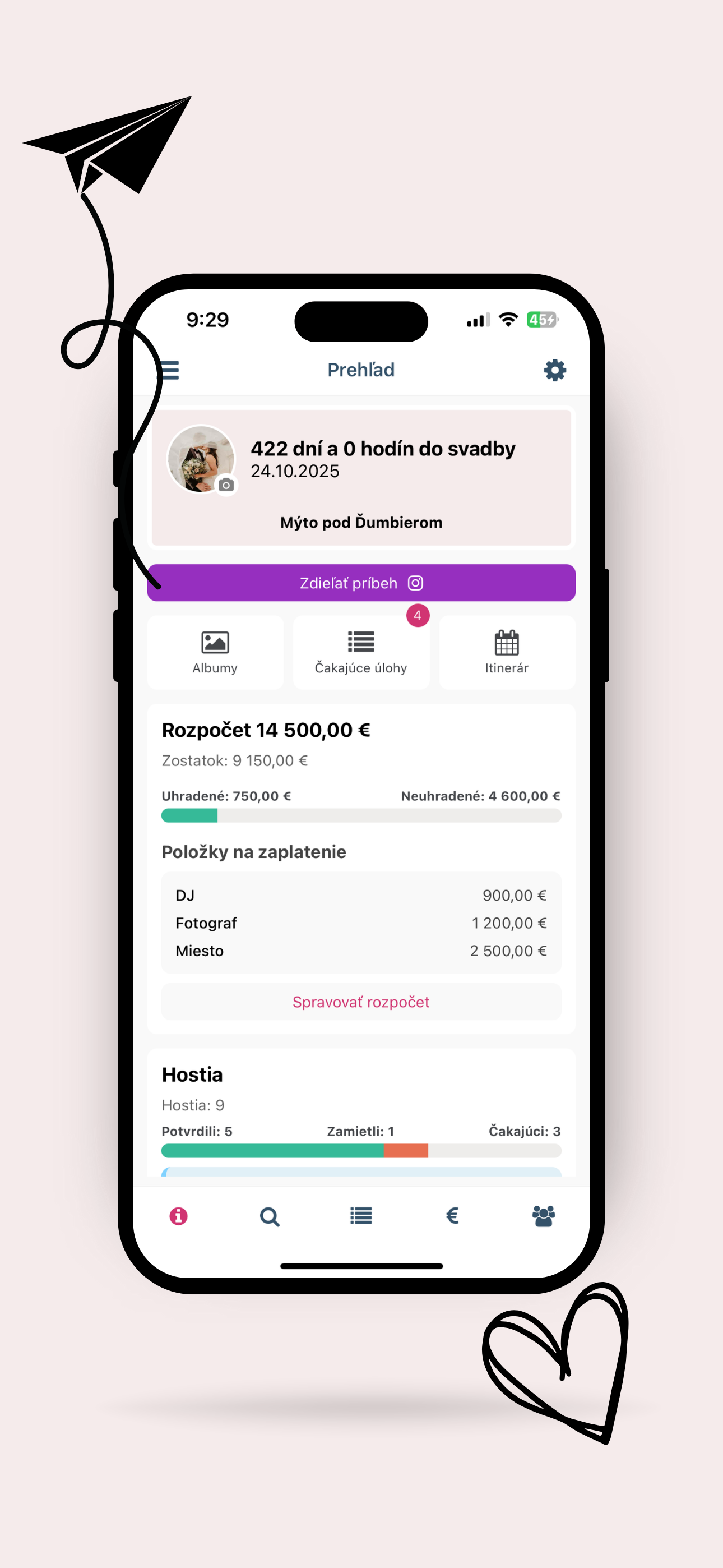 Svadobný plán - plánovač