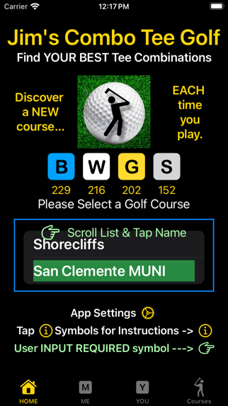 Jim's Combo Tee Golf app screenshot