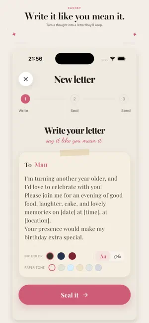 Cachet: Cards & Love Letters screenshot 1
