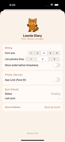 Loonie Diary - Daily Journal iPhone screenshot
