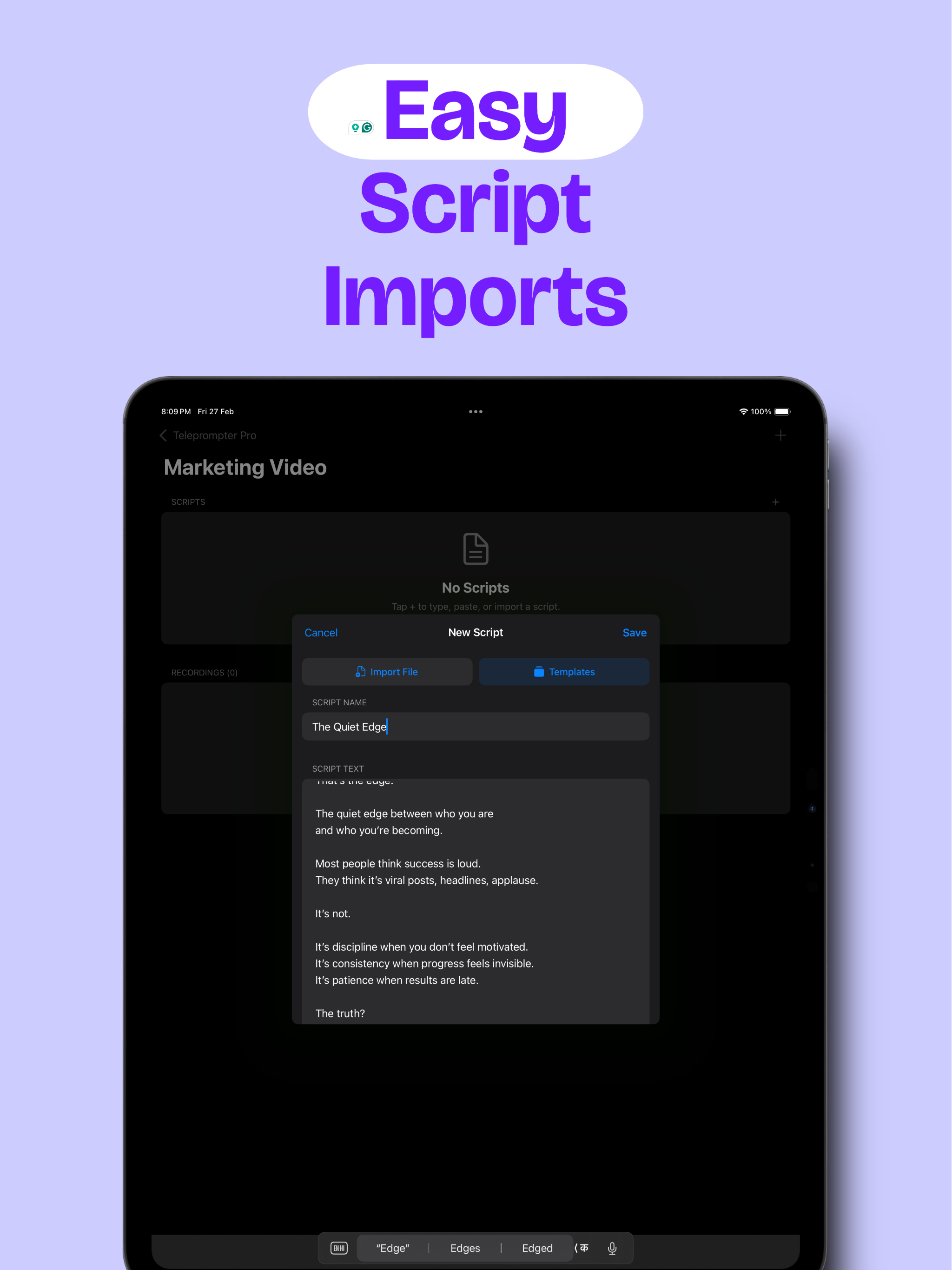 Prompter Pro: Script & Record