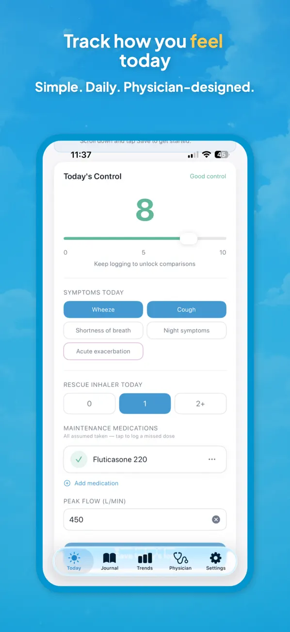 Screenshot #1 pour Asthma Symptom Journal