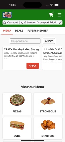Flyers Pizza App Screenshot 3 of 6