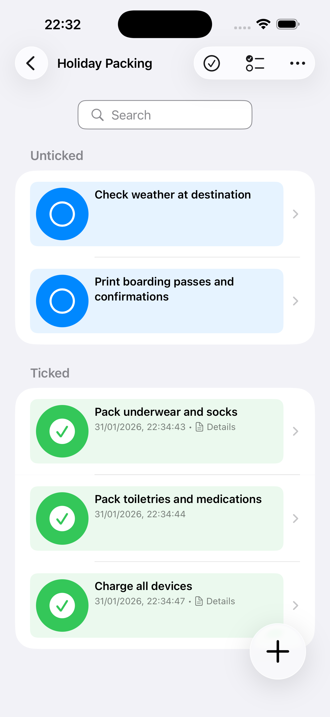 Checkomat: Private Checklists