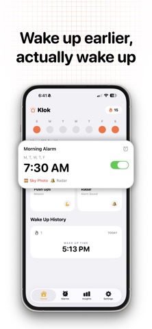 Klok: Wake Up On Time iPhone screenshot