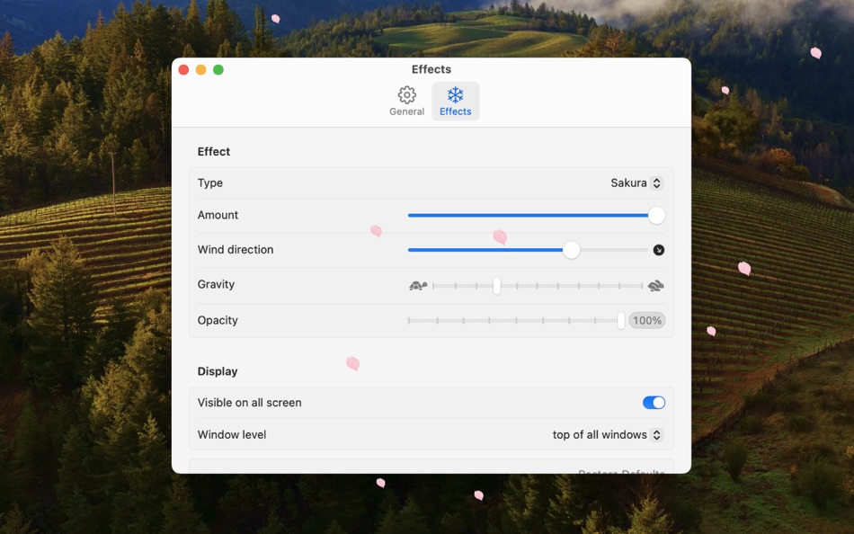 Falling: Lovely desktop effect (macOS) By: Hangzhou Duoziwei Technology Co.,Ltd