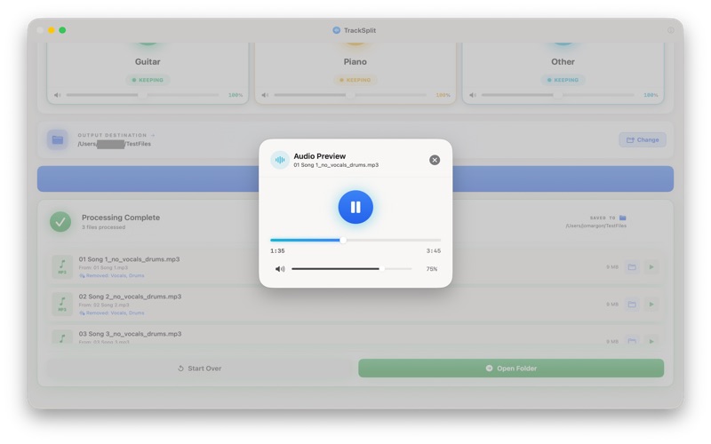 TrackSplit screenshot