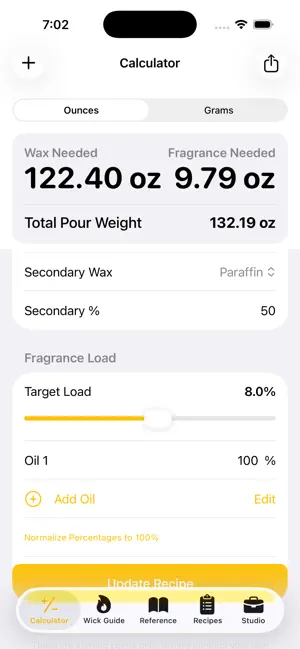 WaxBench: Candle Calculator screenshot 2