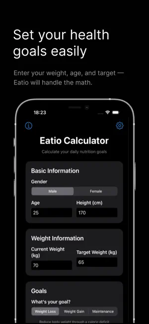 Weight Goal Tracker — Eatio screenshot 1