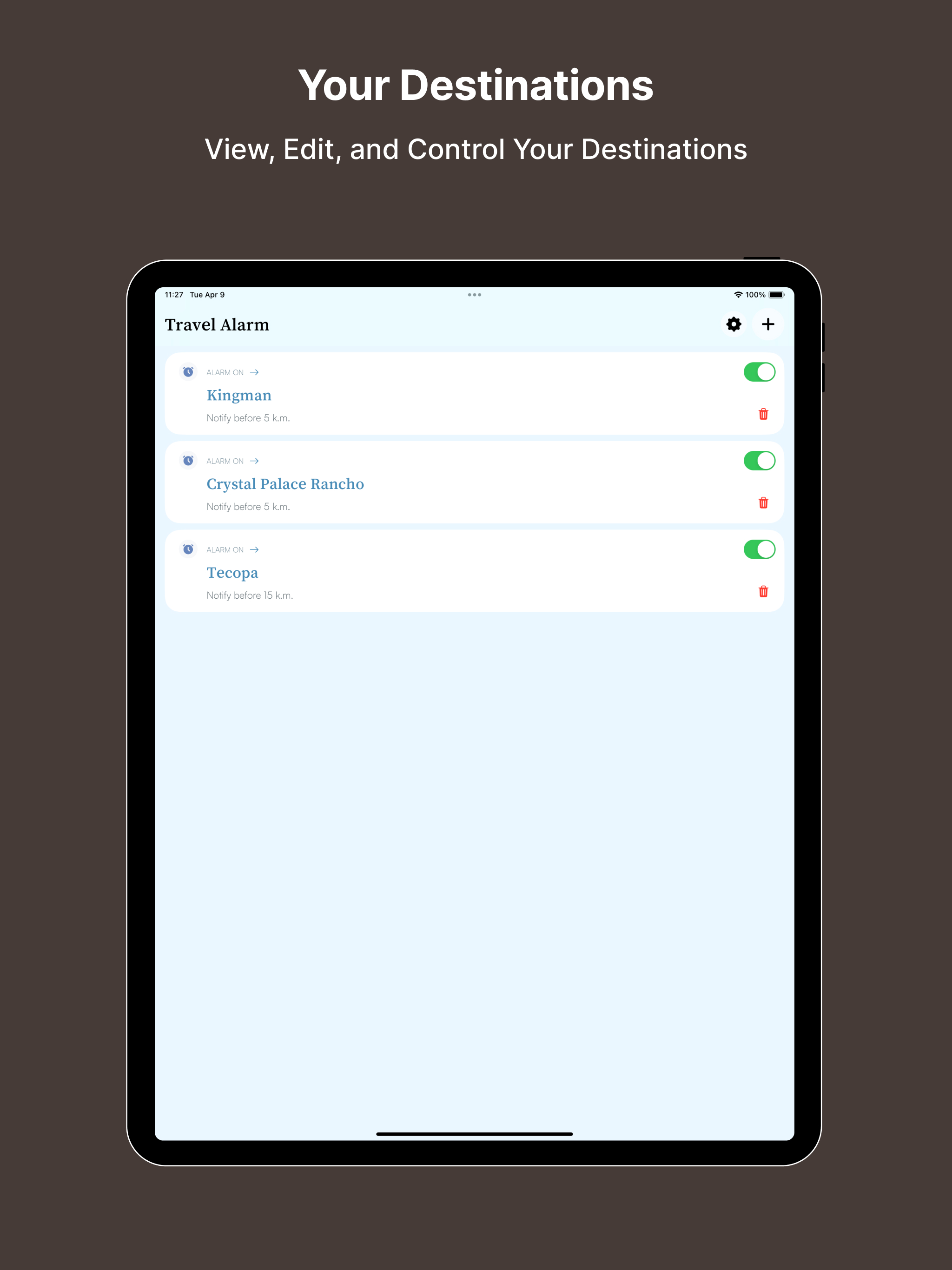 Travel Alarm Notify Alert App