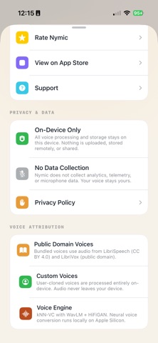 nymic iPhone screenshot