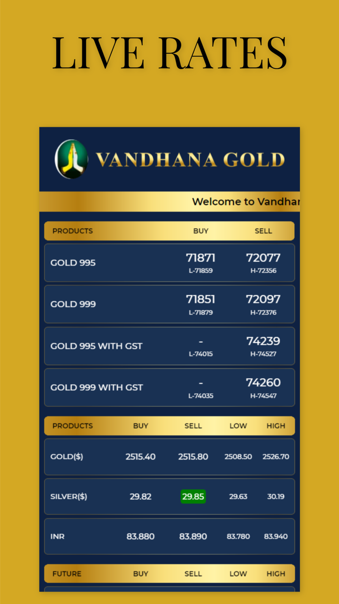 Vandhana Gold Live