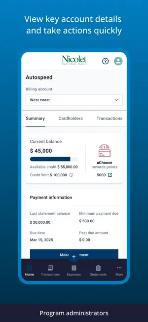 Nicolet Bank SpendTrack screenshot 1