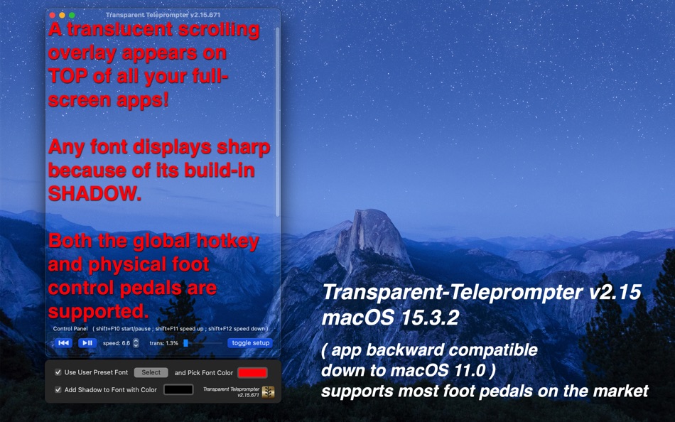 #1. Transparent Teleprompter (macOS) 由: Jiulong Zhao