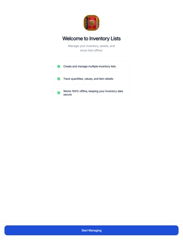 Inventory Lists iPad screenshot