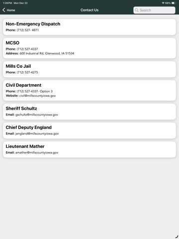 Mills County Sheriff Office IA iPad screenshot