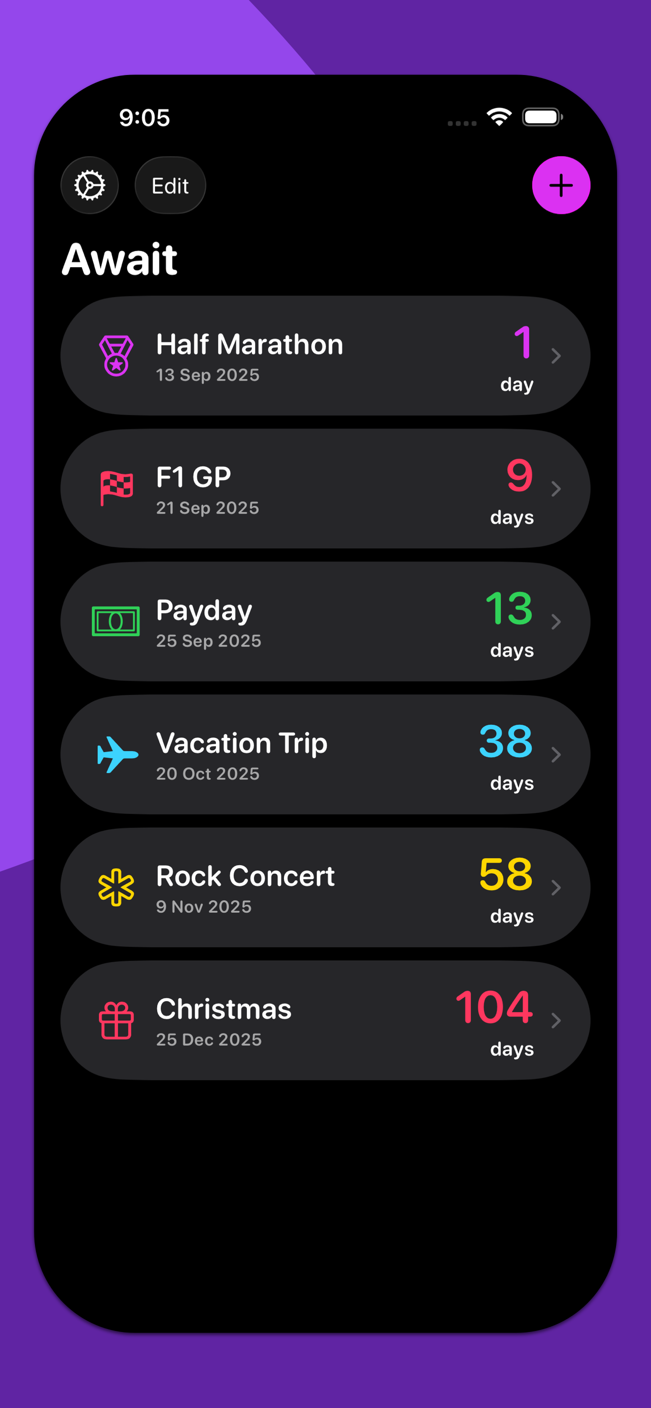 Await: Countdown App & Widgets screenshot 4