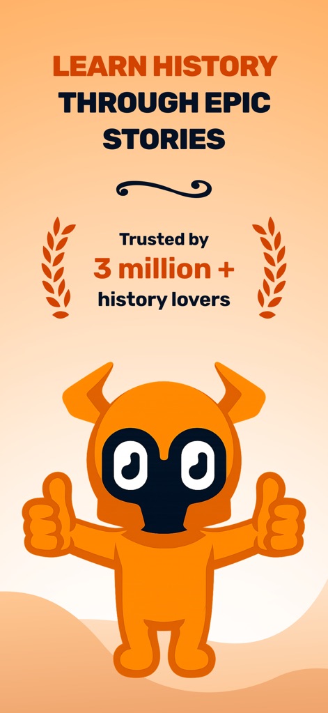 Paladin: Learn History - L'application permet de découvrir l'histoire à travers des récits captivants, attestée par l'engagement de plus de 3 millions d'utilisateurs et la mascotte enthousiaste.