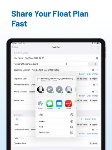 Float Plan Messenger iPad screenshot