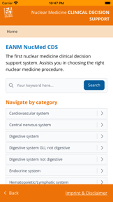 EANM Clinical Decision Support screenshot