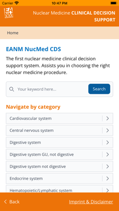 EANM Clinical Decision Support screenshot 2