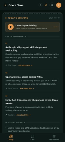 Oriora News iPhone screenshot