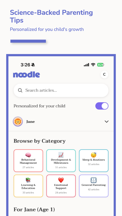 Noodle - AI Parenting Tips iPhone screenshot 5 - Education app