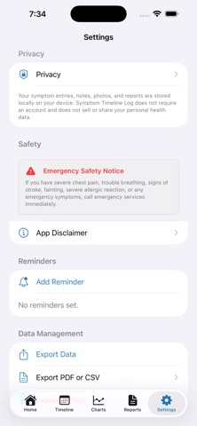 Symptom Timeline Log Screenshot 9 of 9