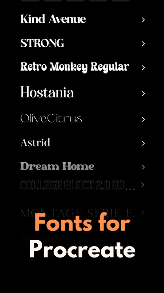 #1. Fonts for Procreate+ (iOS) Podle: Arda Sen