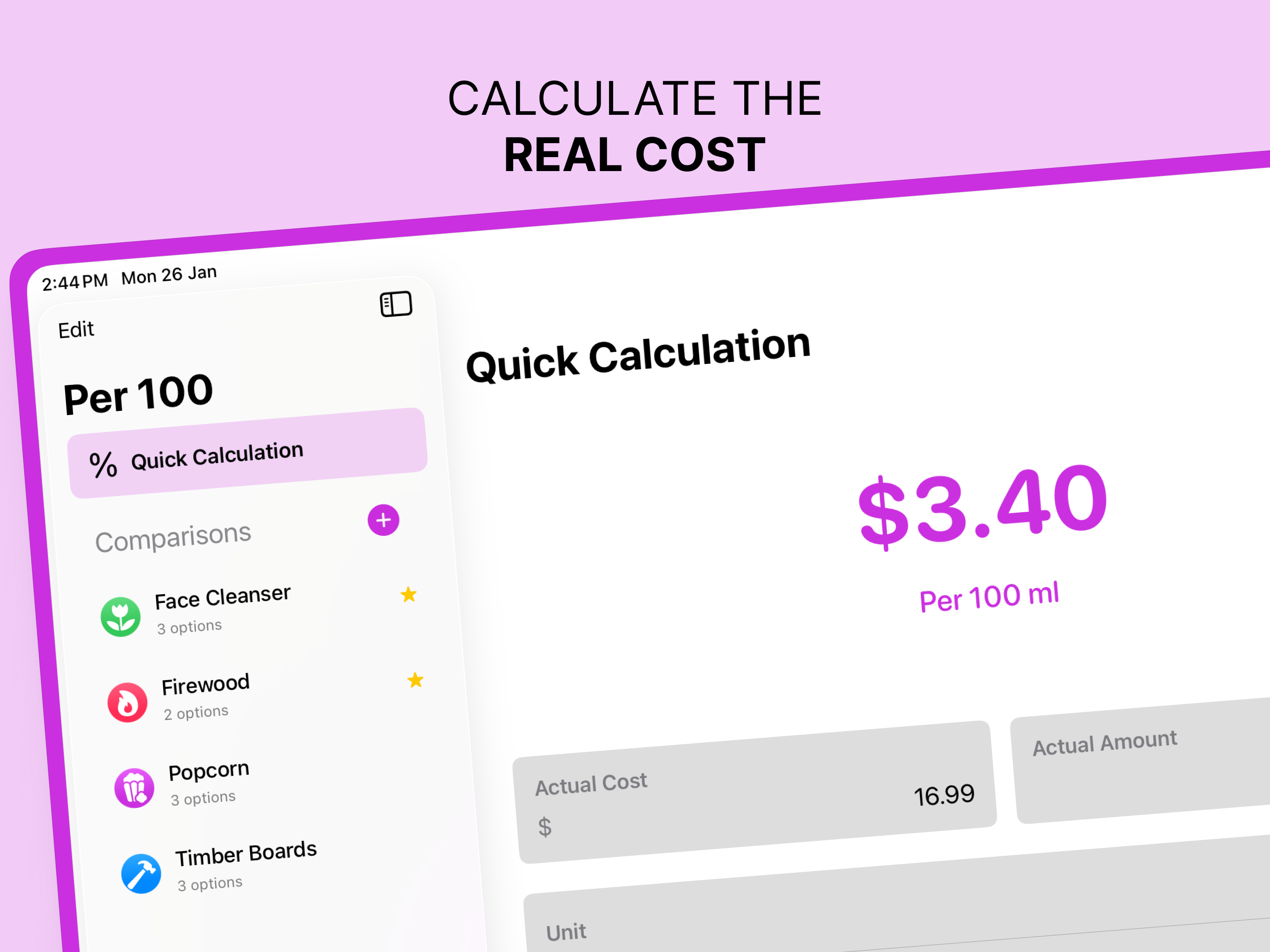 Per 100 — Price Comparison