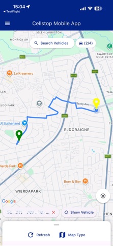 Cellstop Tracking Mobile App iPhone screenshot