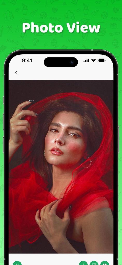 Dual Messenger & Duo Web - Los usuarios pueden disfrutar de una visualización inmersiva de imágenes a pantalla completa, con controles de navegación o edición sutiles en la parte inferior para una experiencia multimedia óptima.