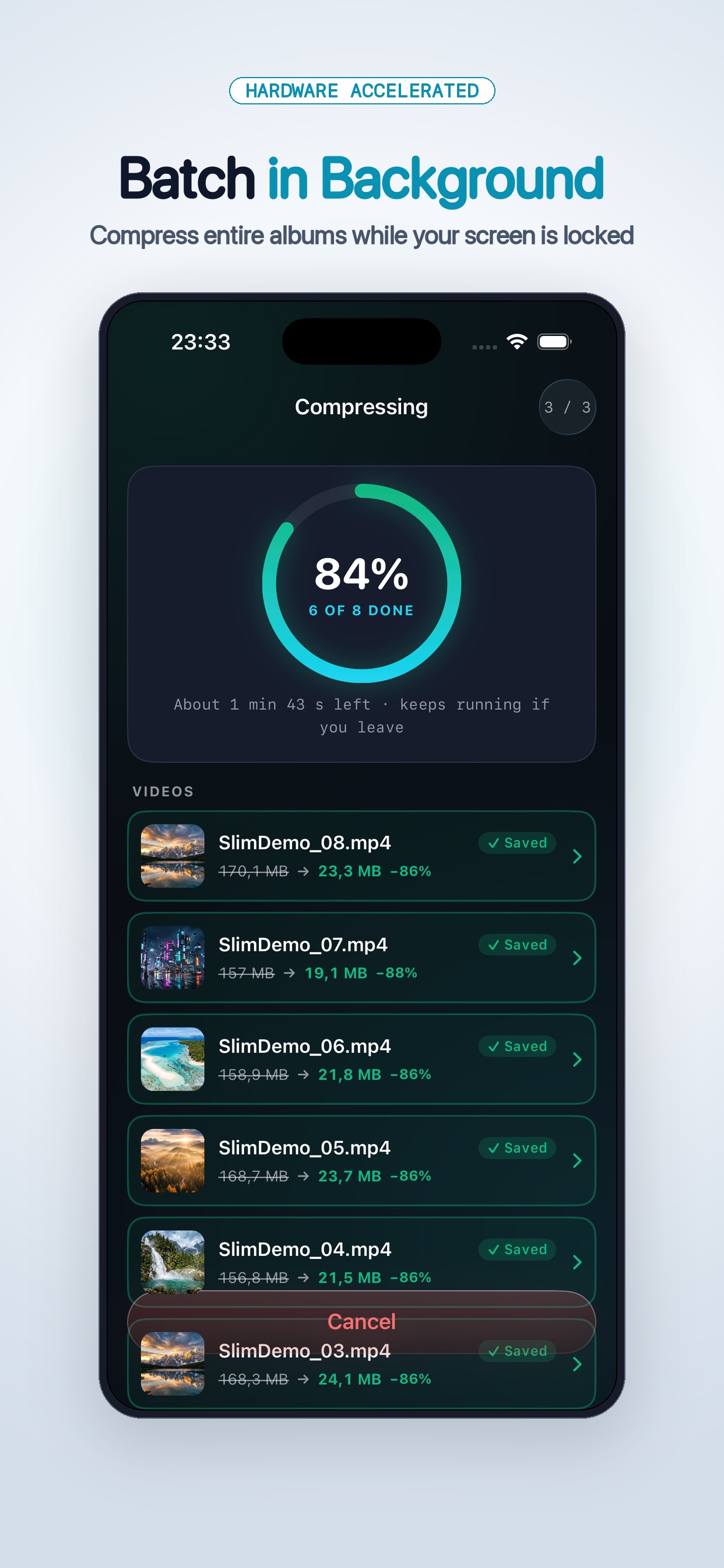 Screenshot 2 of Slim Video Compressor