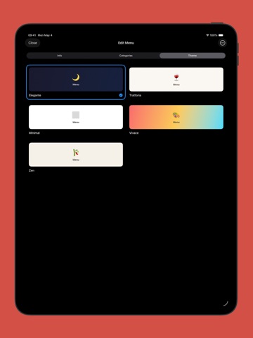 Carta — Restaurant Menu Maker iPad screenshot
