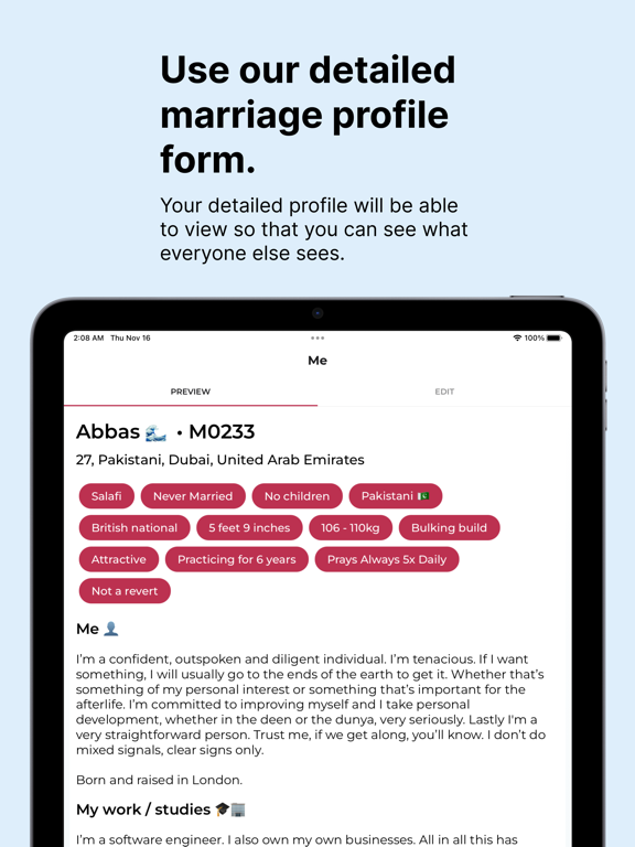 Sunnah Match: Muslim Marriage iPad screenshot 3 - Lifestyle app
