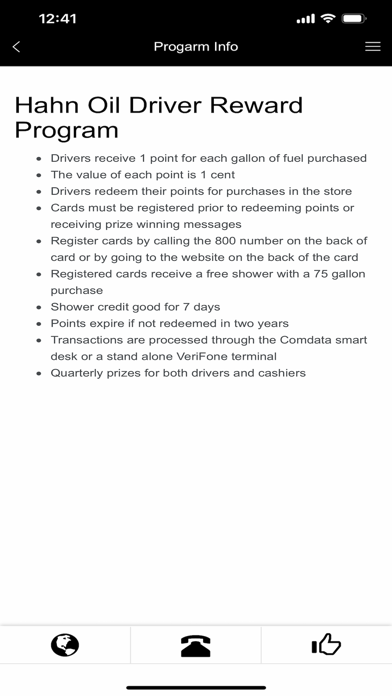 Hahn Oil Rewards Screenshot
