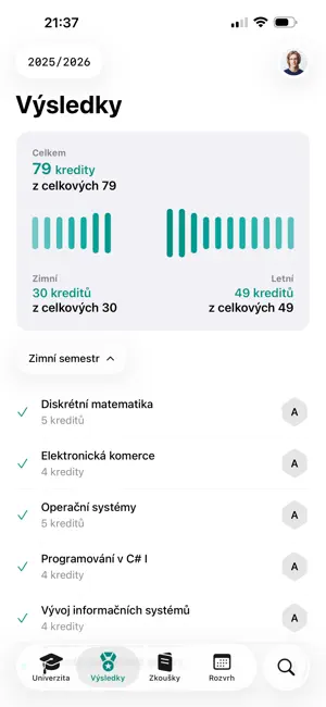 VŠB APP screenshot 2
