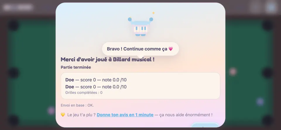Capture d'écran de Billard Musical sur iPhone 6